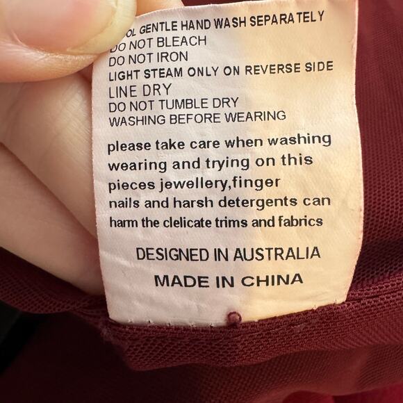 Elliatt Artemis Burgundy Asymmetrical Ruffle Hem Sheath Dress Women Size XS - Picture 10 of 10